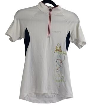 CRAFT L1 VENTILATION CYCLING BIKE JERSEY White With Butterfly Quarter Zip Small